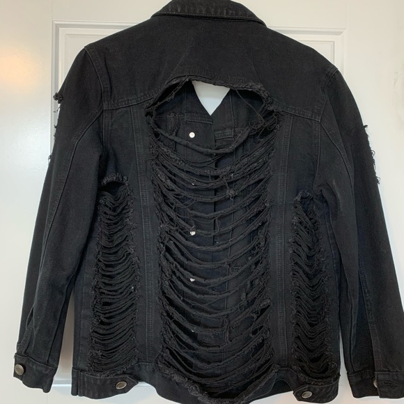 Black Denim Jean Jacket - Picture 2 of 2